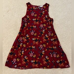 beachlunchlounge Dark Red Floral Dress